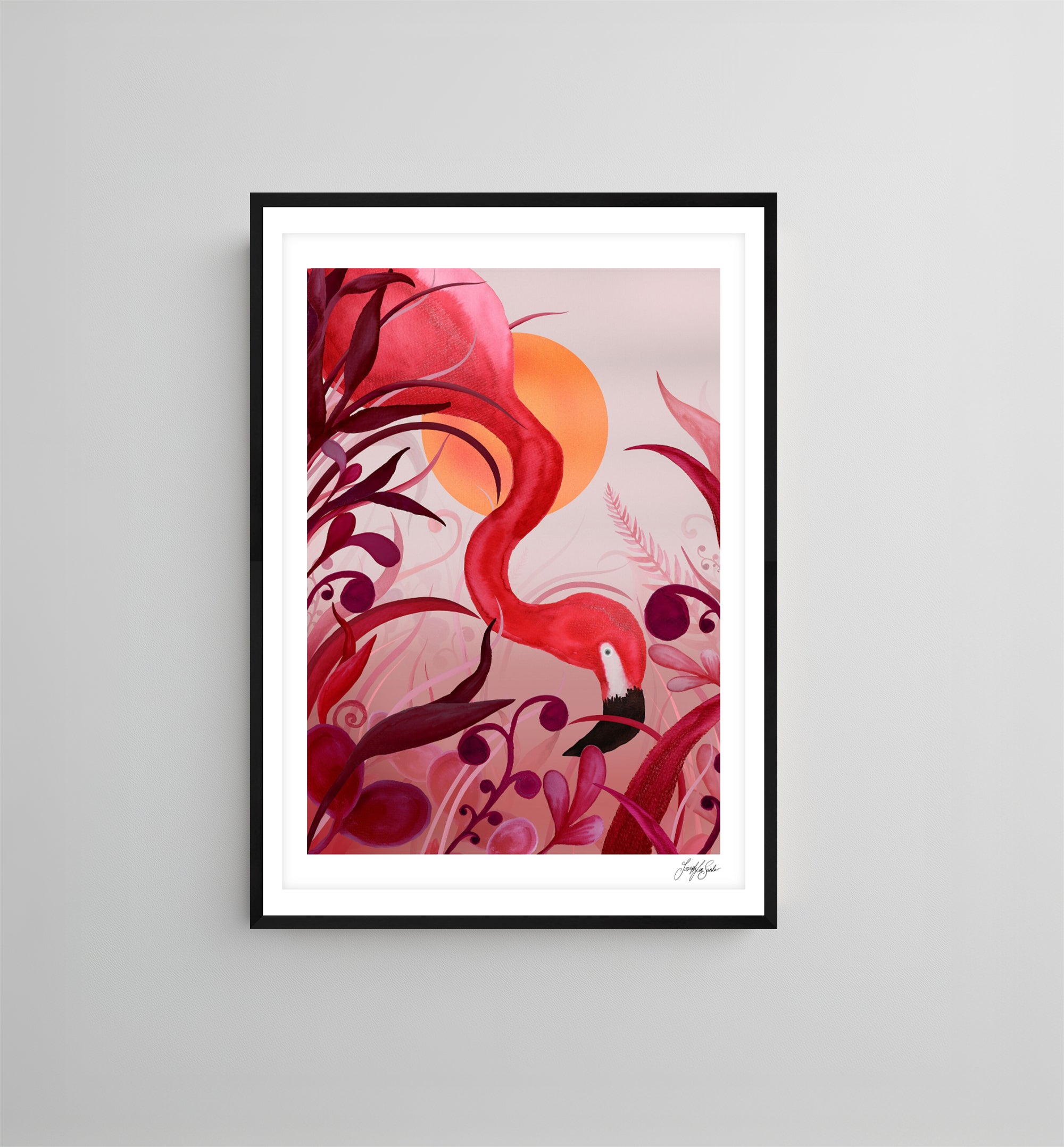 Flamingo Curtsy | Art Print-5