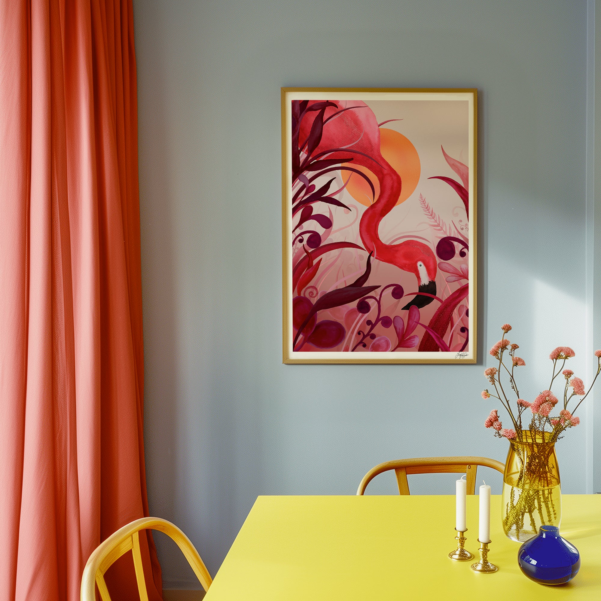 Flamingo Curtsy | Art Print-4